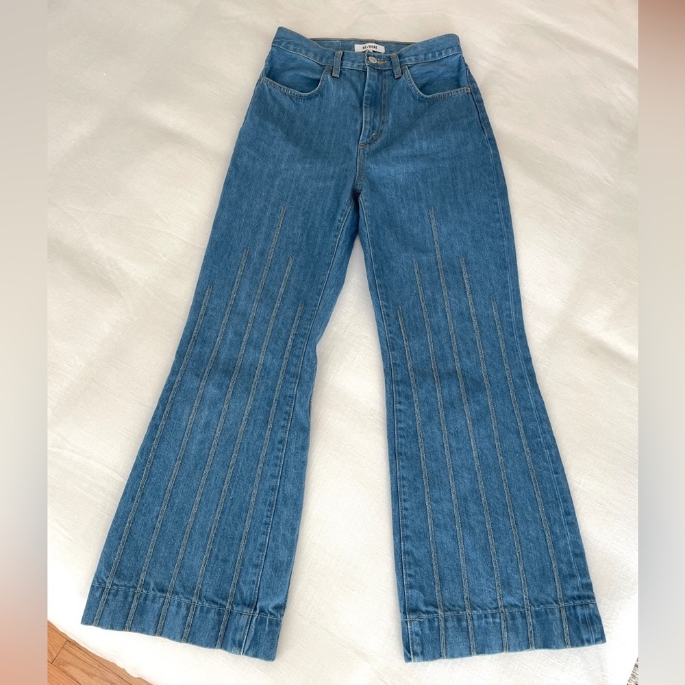 Re/Done Blue Wide Leg Flare Jeans